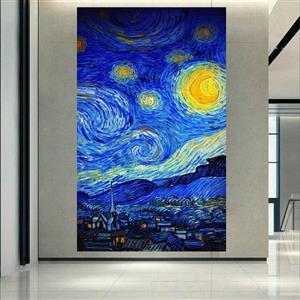 پوستر پارچه ای طرح نقاشی ونگوک مدل شب پر ستاره کد AR17250