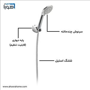 علمدوش حمام یونیکا دیواری مدل دیاکو رنگ کروم