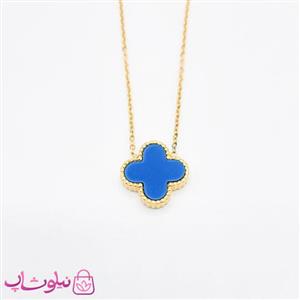گردنبند دخترانه ونکلیف دورو آبی مشکی کد 799