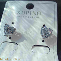 گوشواره ژوپینگ نگین قلبی میخی کد 609008