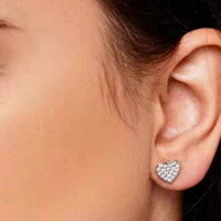 گوشواره ژوپینگ طرح قلب تمام نگین کد 608661