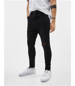 شلوار جین هویجی مشکی زاپدار مردانه برشکا