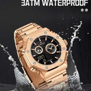 ساعت مردانه نیوی فورس (Naviforce)  مدل 9216 موتور ژاپن اصل ضد آب بند استیل رنگ ثابت دو زمانه چراغ دار به همراه جعبه و کیف دستی کد 1918304