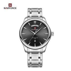 ساعت مردانه نیوی فورس (Naviforce)  مدل 9213 موتور ژاپن اصل ضد آب بند استیل رنگ ثابت دو زمانه چراغ دار به همراه جعبه و کیف دستی کد 1918298