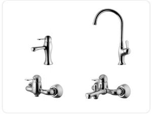 ست شیرآلات درخشان مدل هوکا کروم مجموعه۴عددی