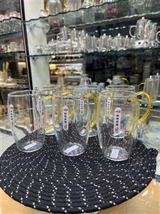 لیوان پیرکس 330میل دسته عسلی  DELI پک 6عددی