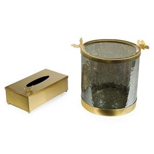 ست سطل و جا دستمال مدل استوانه برنجی کد B-416413