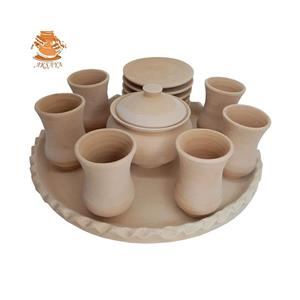 سرویس چای خوری سفالی مدل شاه عباسی ۱۵ پارچه
