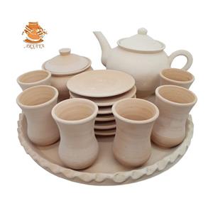 سرویس چای خوری سفالی مدل شاه عباسی ۱۷ پارچه