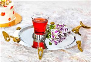 سینی استیل دورنگ گرد پایه فلیم کد C-S08