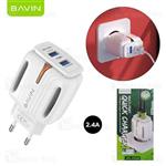 شارژر دیواری باوین Bavin PC265Y 2.4A Dual USB Universal Adapter Charger توان 2.4 آمپر همراه کابل