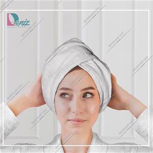 حوله سر طرح ساده مدل کلاه پیچ رنگ سفید
