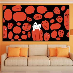 تابلو بوم اسانا مدل چهره ها هنر نقاشی کد ASB010 ASANA Patting face art Canvas board 