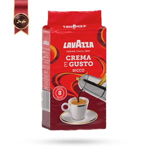 پودر قهوه لاوازا lavazza مدل کرما اِ گاستو ریکو Crema e gusto ricco وزن 250 گرم 