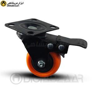 چرخ 5 سانتیمتری گردان ترمزدار بلبرینگی نارنجی