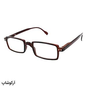 عینک مطالعه نزدیک بین نمره  3.00 با فریم مستطیلی شکل، قهوه ای رنگ و از جنس کائوچو مدل 22-5