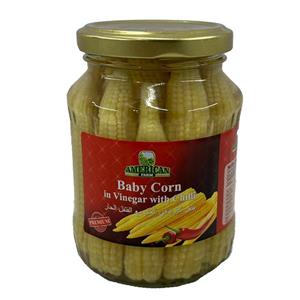 ذرت بچه ( بیبی کورن ) در سرکه و فلفل امریکن فارم هند 340 گرم