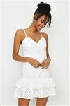 پیراهن گلدوزی شده چین‎دار سفید بند‎دار زنانه برند Select Moda کد 1712767403