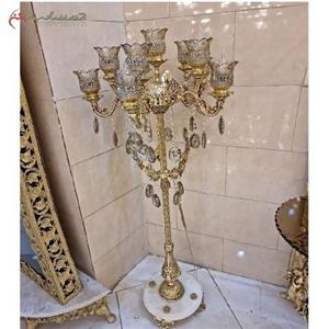 کنار سالنی برنزی آبکاری شده با 11 شعله، رنگ فورتیک با پایه ی سنگی