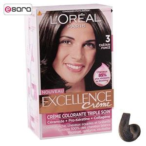 کیت رنگ مو لورآل شماره 3 Excellence LOreal Excellence No 3 Hair Color Kit