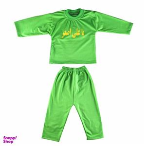 ست تی شرت و شلوار نوزادی مدل سقایی رنگ سبز