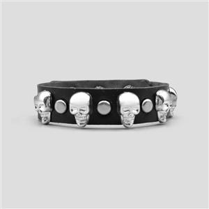 دستبند چرمی اسکلتی مدل 1Line Skulls کد Nyn-674d6