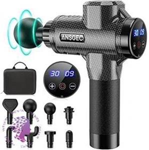 ماساژور تفنگی ANSGEC  ماساژور حرفه ای 30 سرعته مناسب برای فیزیوتراپی و ماساژ عمیق عضلانی  مجهز به حالت بی صدا، 8 سری و 3500 دور در دقیقه ا ansgec 30 speed professional massage gun