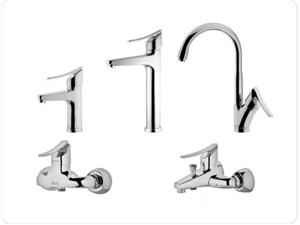 ست شیرآلات درخشان مدل لوکس کروم  روشویی پایه بلند مجموعه ۴ عددی