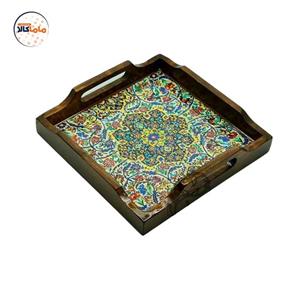 سینی چوبی مربع 30 در 30 سانتیمتر کاشی مسجد بازار تهران