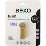 فلش ۳۲ گیگ Bexo B-401 USB3 OTG Gold