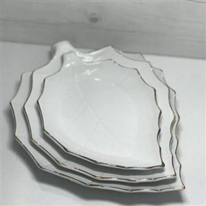 دیس لیمون چینی طرح برگ خط طلا