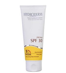لوسیون ضد آفتاب هیدرودرم سری فاقد چربی SPF30 حجم 75 میلی لیتر Hydroderm Oil Free Total Sunblock Lotion SPF30 75ml