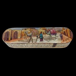 قلمدان خاتم کاری طرح کاروان کد 01 -