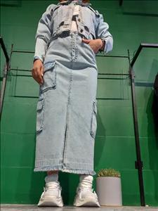 دامن جین زنانه پایین ریش