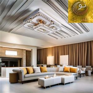 لوستر سقفی مدرن مستطیل با کریستال آویز  کد 1-446