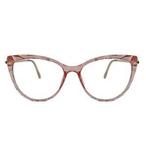 فریم عینک طبی زنانه مدل کریستالی دسته فلزی گربه ای کد 0250 
