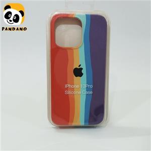 قاب گوشی iPhone 13 pro آیفون سیلیکونی اورجینال رنگین کمانی آبرنگی پاک کنی درجه یک زیربسته کد 18