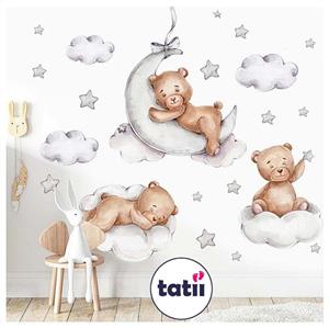 برچسب و استیکر دیواری کودک تاتی _ خرس و ماه