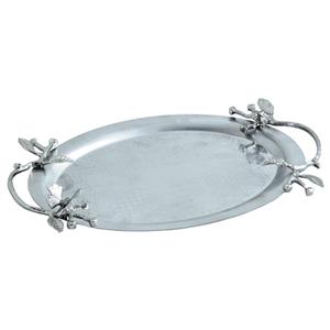 سینی پذیرایی مدل بیضی کوچک استیل مات کد KS-80088