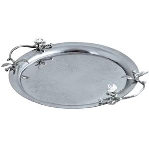 سینی پذیرایی مدل گرد بزرگ استیل مات کد KS-80087