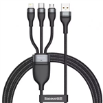 کابل USB به لایتنینگ و Type-C و microUSB باسئوس Baseus One For Three 66W مدل CB000029 طول 1.2 متر