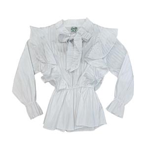 شومیز سفید چیندار چین جین دخترانه کد 214