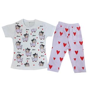 تیشرت شلوارک نخی دخترانه لاما کد 42