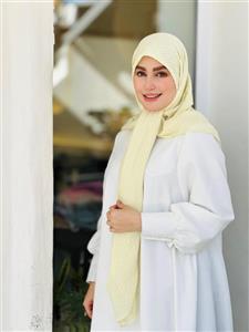 روسری وال نخی راه راه لیمویی