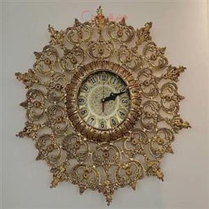 ساعت دیواری طرح خورشید، جنس آلیاژ آلومنیوم، آبکاری برنج همراه 5 سا