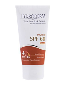 کرم ضد آفتاب فیزیکال رنگی بژ تیره SPF60 هیدرودرم		 Hydroderm Phisical Tinted Dark Beige Total Sunblock Cream SPF60 50ml