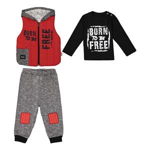 ست 3 تکه لباس نوزادی مهتا مدل 1470 رنگ قرمز