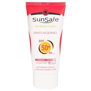 کرم ضد آفتاب ضد چروک SPF50 سان سیف Sun Safe  مقدار 50 گرم بی رنگ 