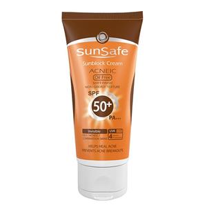 کرم ضد آفتاب رنگی فاقد چربی SPF50 سان سیف Sun Safe وزن 50 گرم
