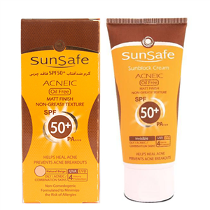 کرم ضد آفتاب رنگی فاقد چربی SPF50 سان سیف Sun Safe وزن 50 گرم مشخصات کلی